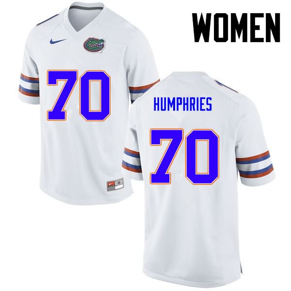 NCAA Florida Gators D.J. Humphries Women's #70 Nike White Stitched Authentic College Football Jersey GAI8364SR